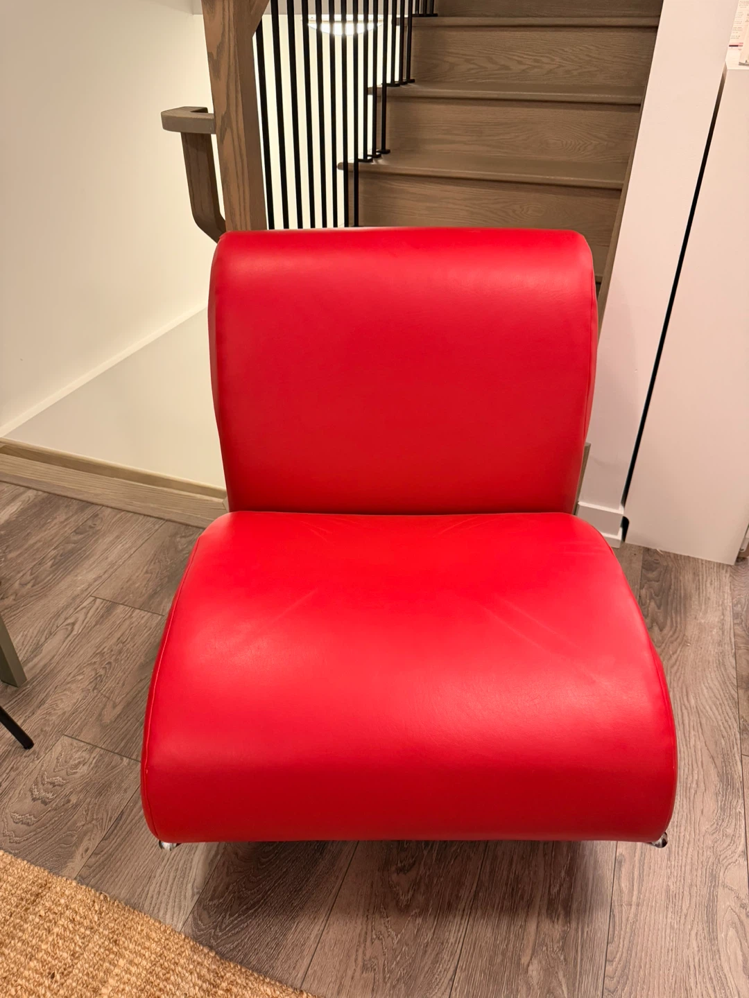 EQ3 “James” Rocking Chair – Red Vinyl – Modern Sculptural Accent - photo 3