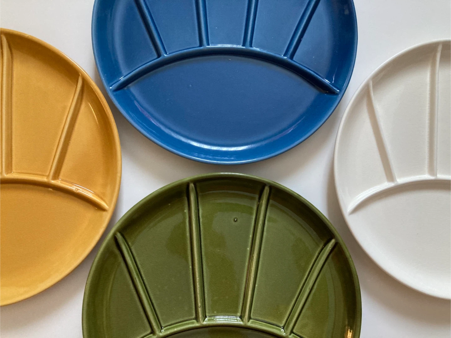 Set of 4 Vintage Divided Ceramic Plates - STILL IN BOX