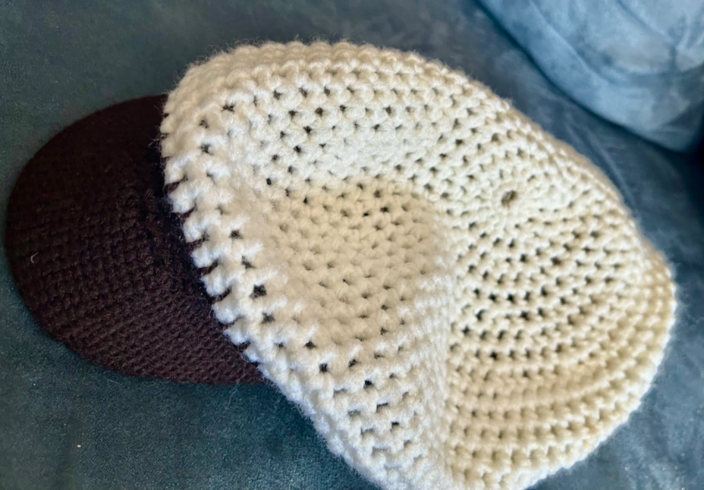 Handmade Crochet Cap - White and Brown - photo 3