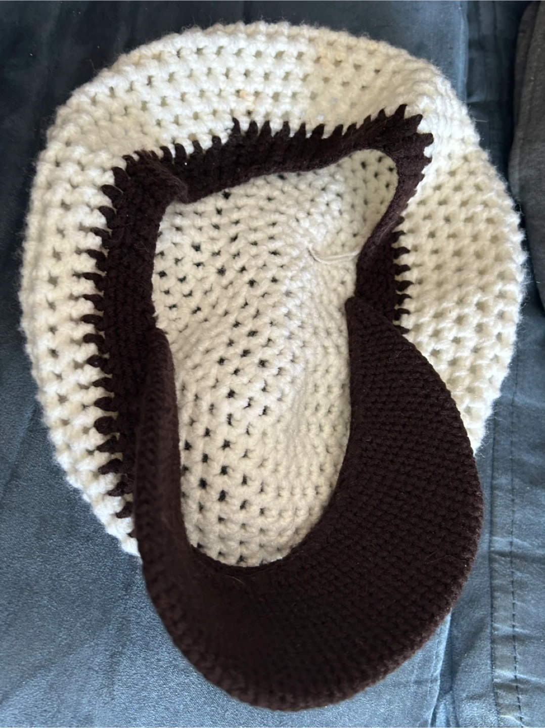 Handmade Crochet Cap - White and Brown - photo 4