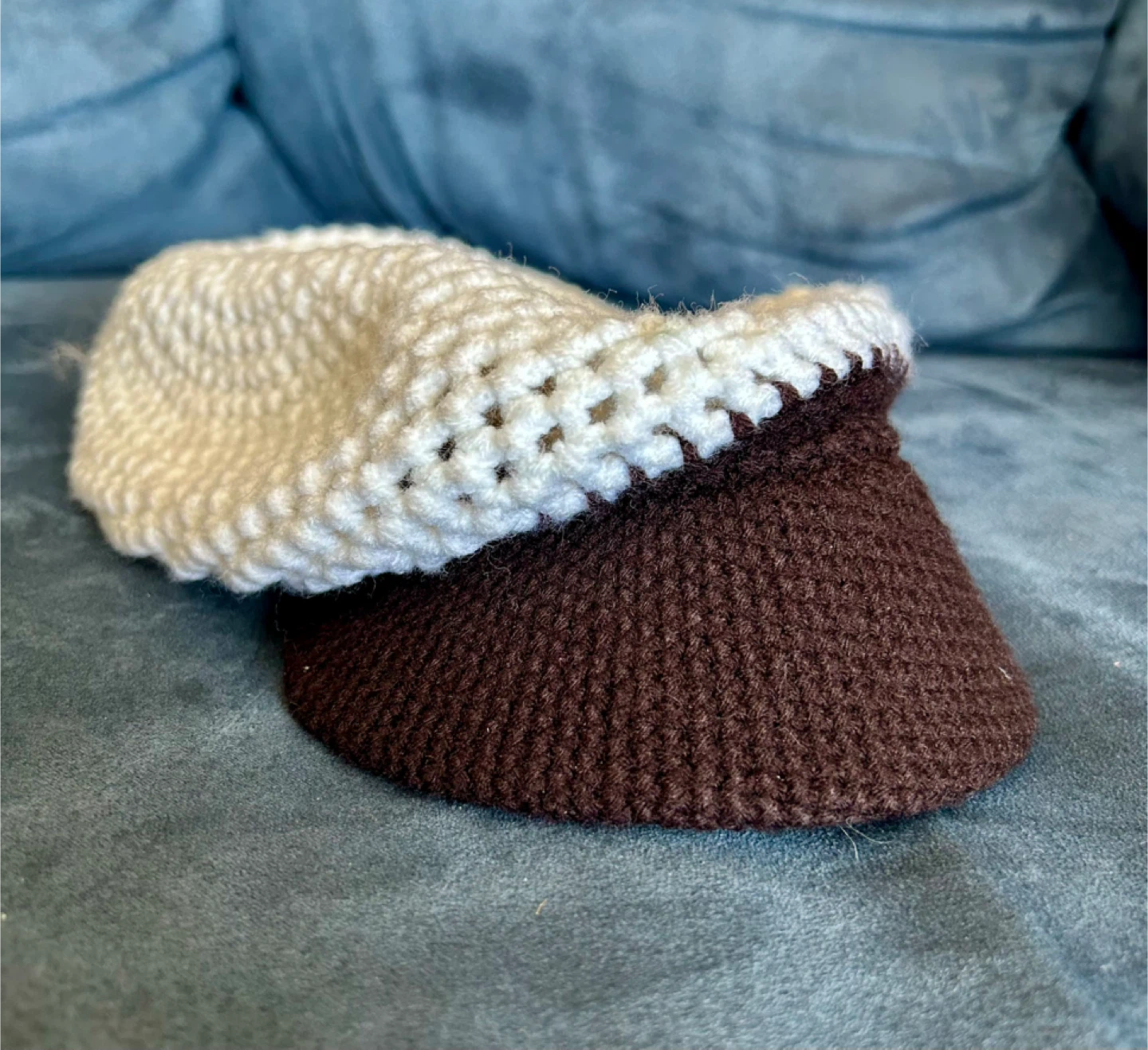 Handmade Crochet Cap - White and Brown - photo 2