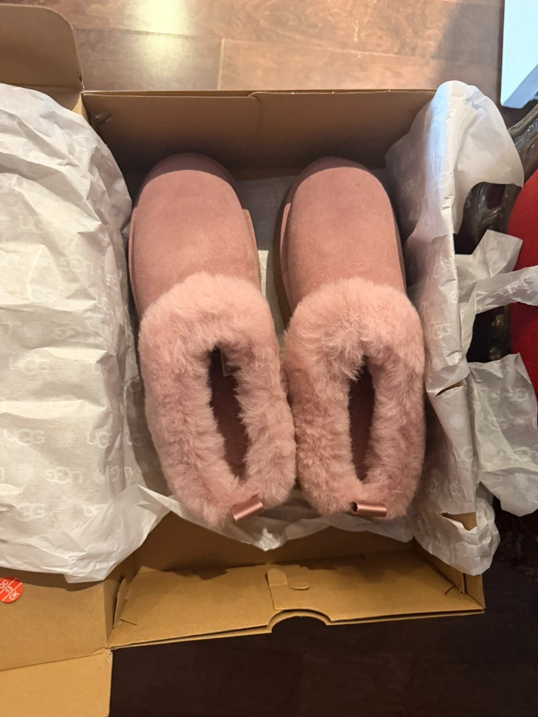UGG Pink Suede Fluffy Slippers (Size 9) - photo 2