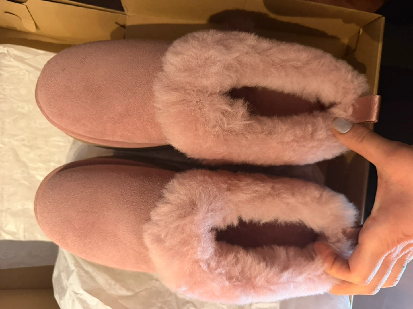 UGG Pink Suede Fluffy Slippers (Size 9) - photo 3