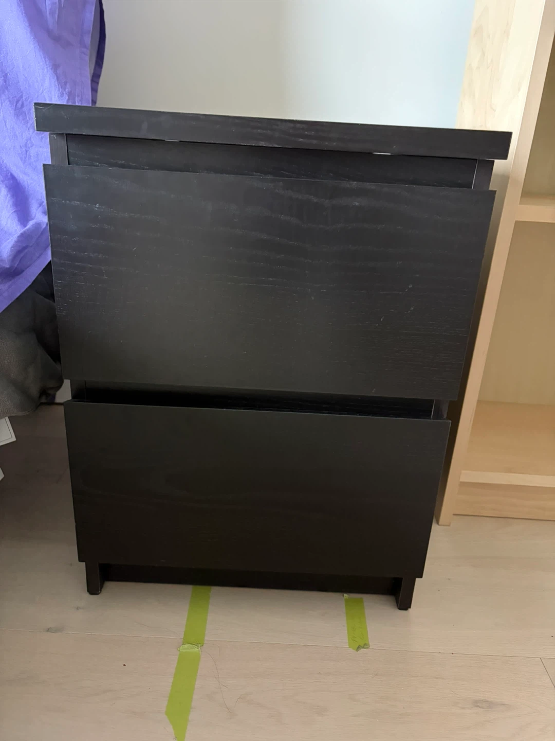 Black 2-Drawer Nightstand
