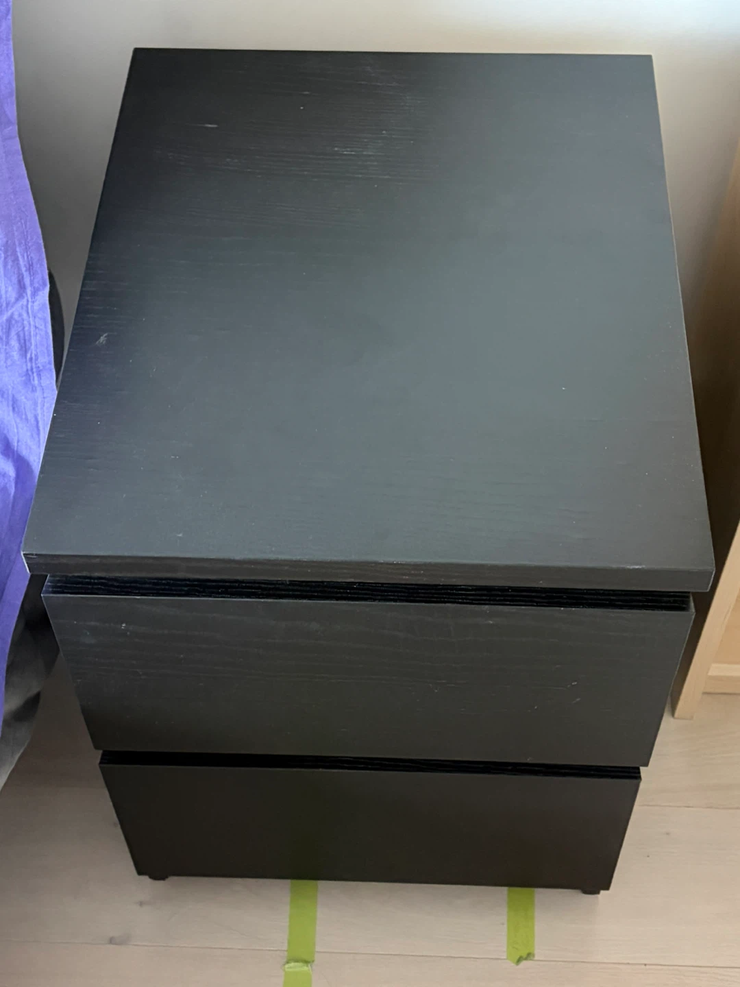 Black 2-Drawer Nightstand - photo 2