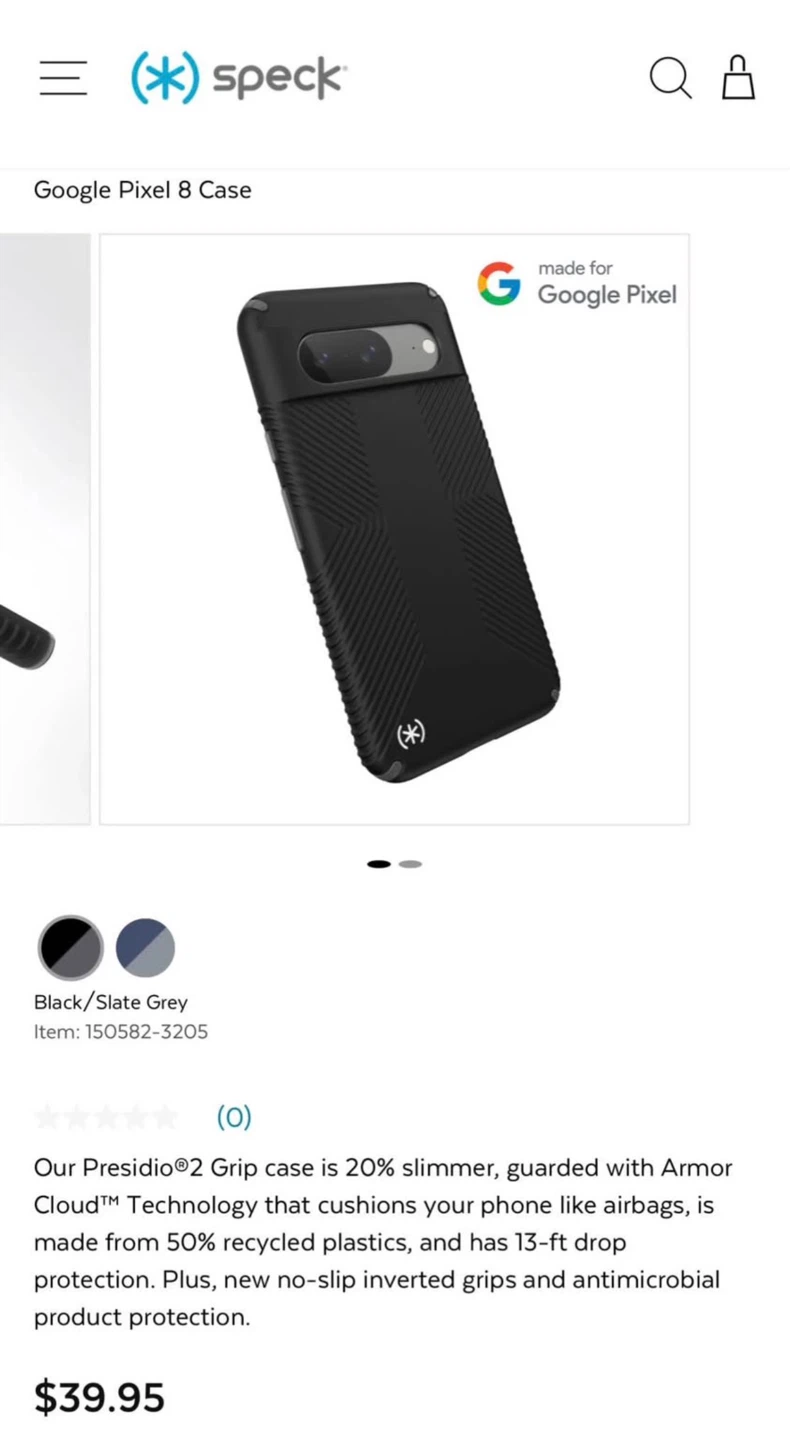 Speck Presidio2 Grip Case for Google Pixel 8 - Black