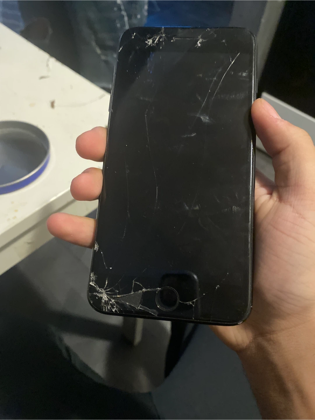 For parts iPhone 7 Plus Cracked Screen works and turns on