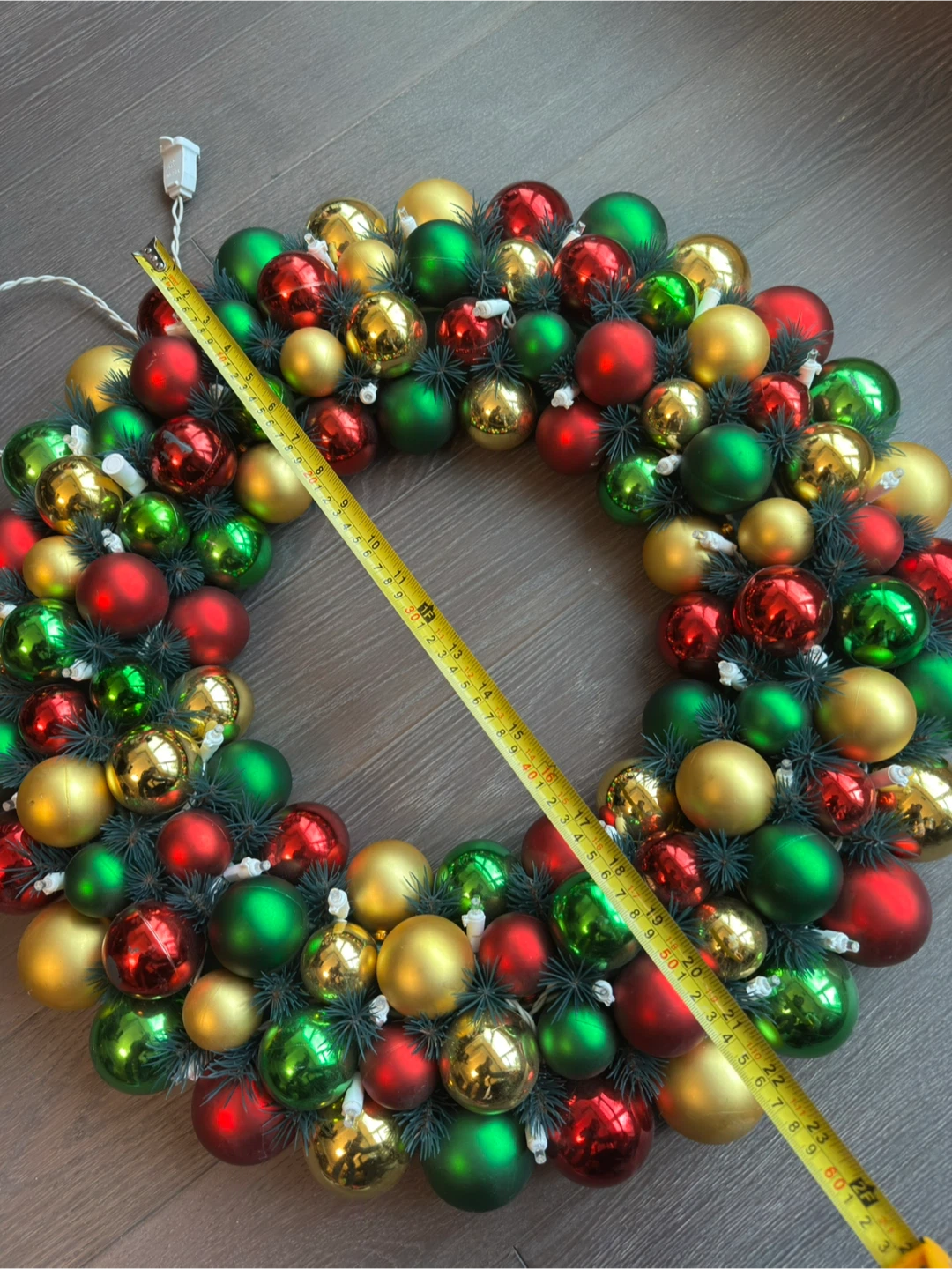 Christmas Wreath with Ornaments and Lights - photo 2