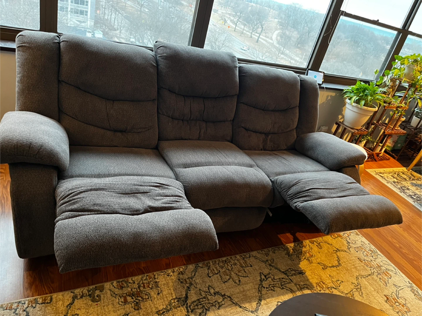Gray 3-Seater Reclining Sofa - photo 4