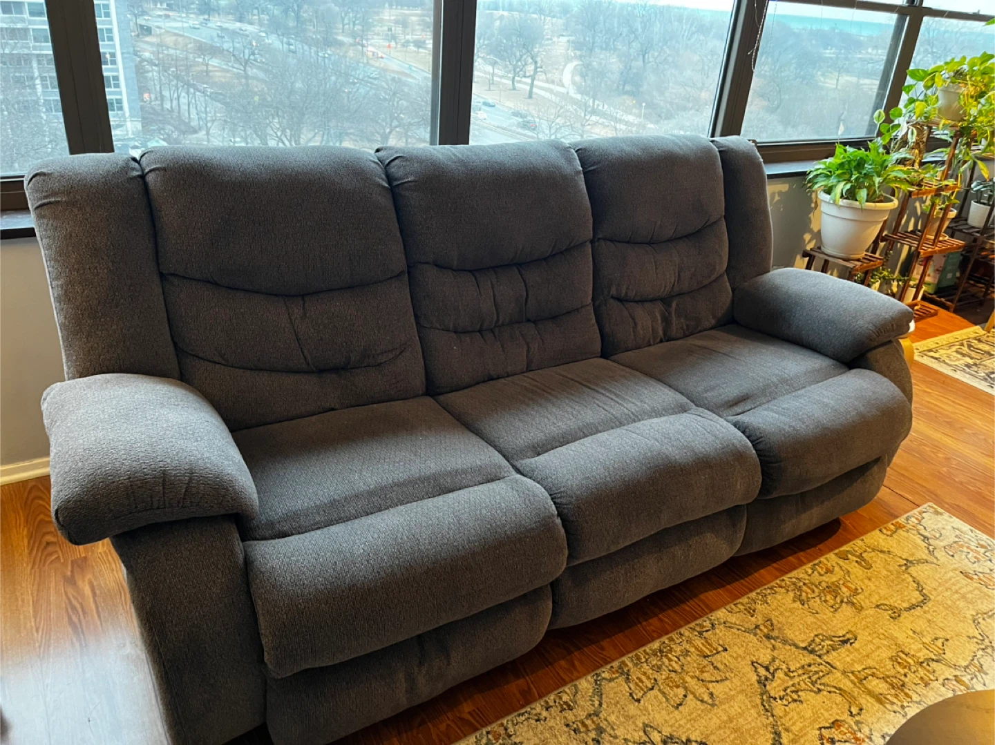 Gray 3-Seater Reclining Sofa - photo 2