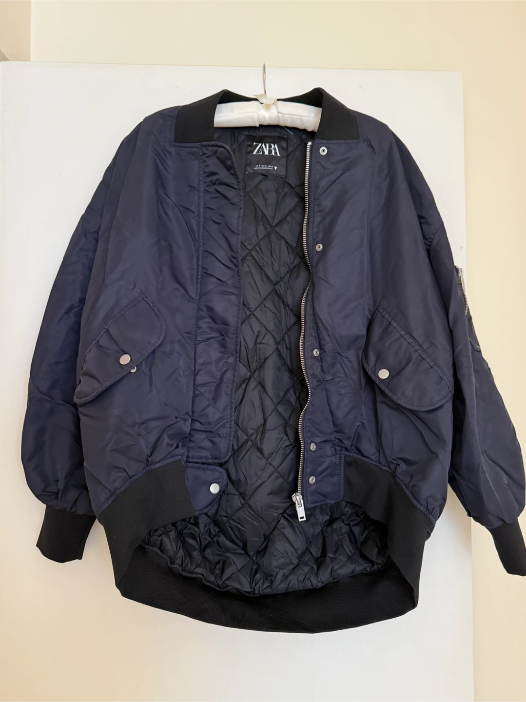 Zara Oversized Navy Blue Bomber S/M - photo 3