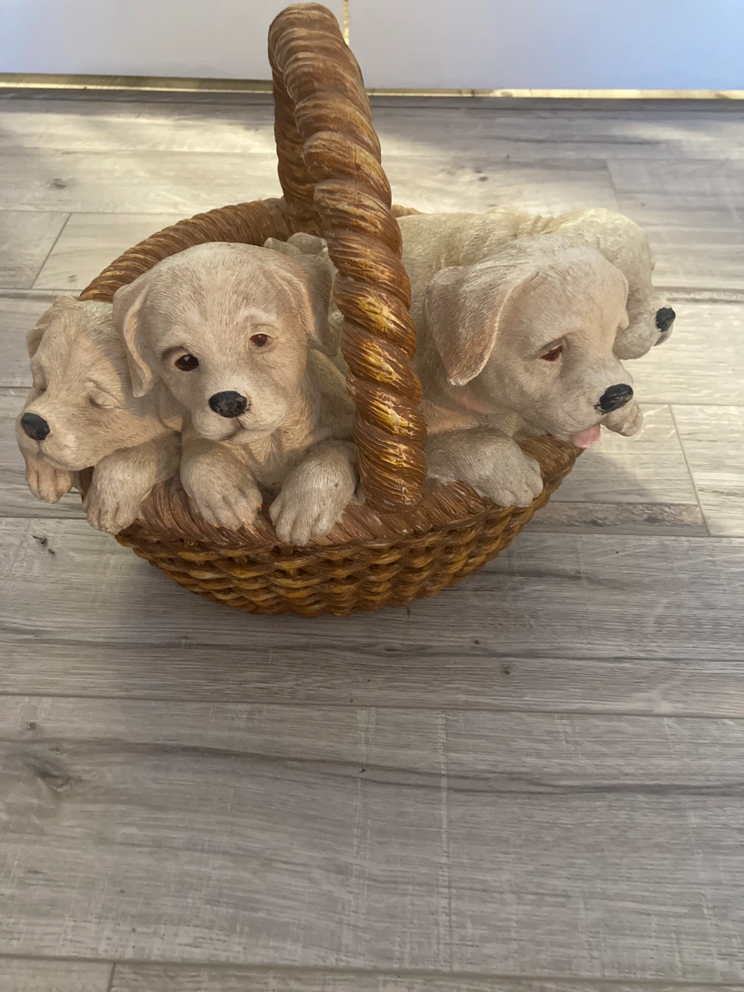 Puppies in a Basket Figurine