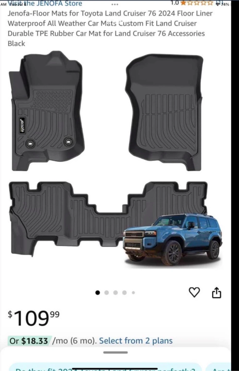 Toyota Land Cruiser 76 All Weather Floor Liners 2024-25 - photo 4