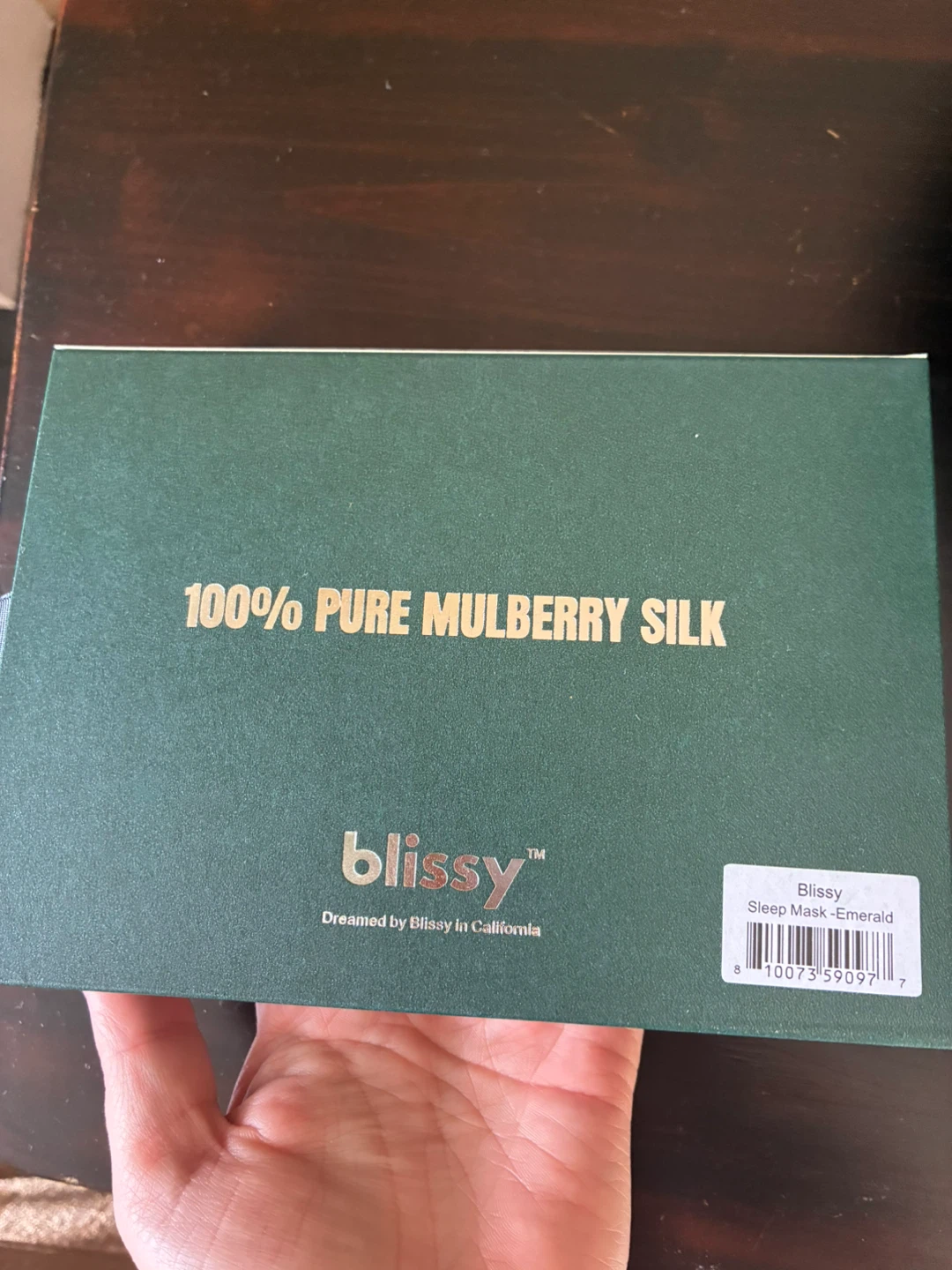 Blissy 100% Pure Mulberry Silk Sleep Mask - Emerald - photo 2