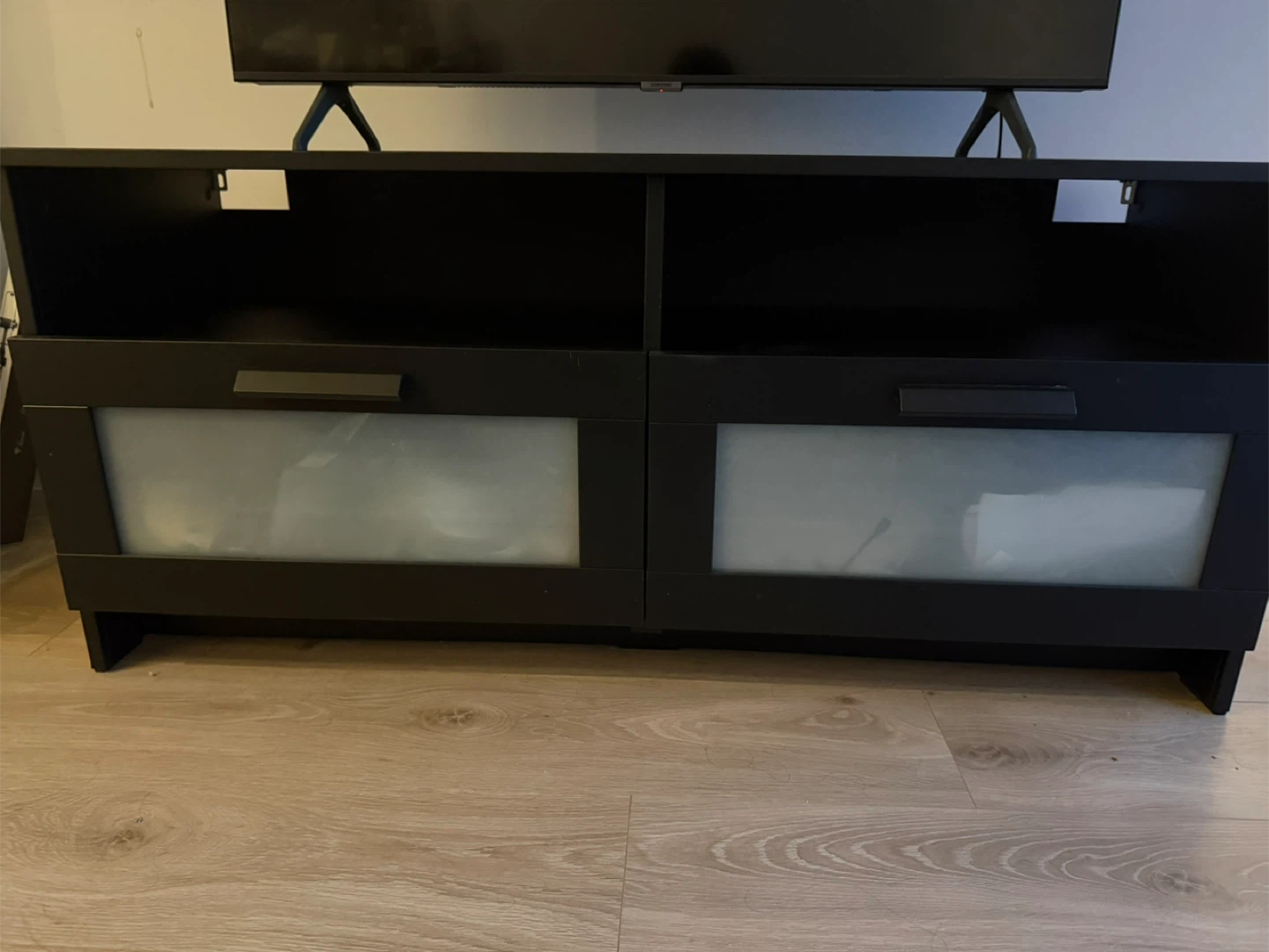 Black TV Stand with 2 drawers - photo 2