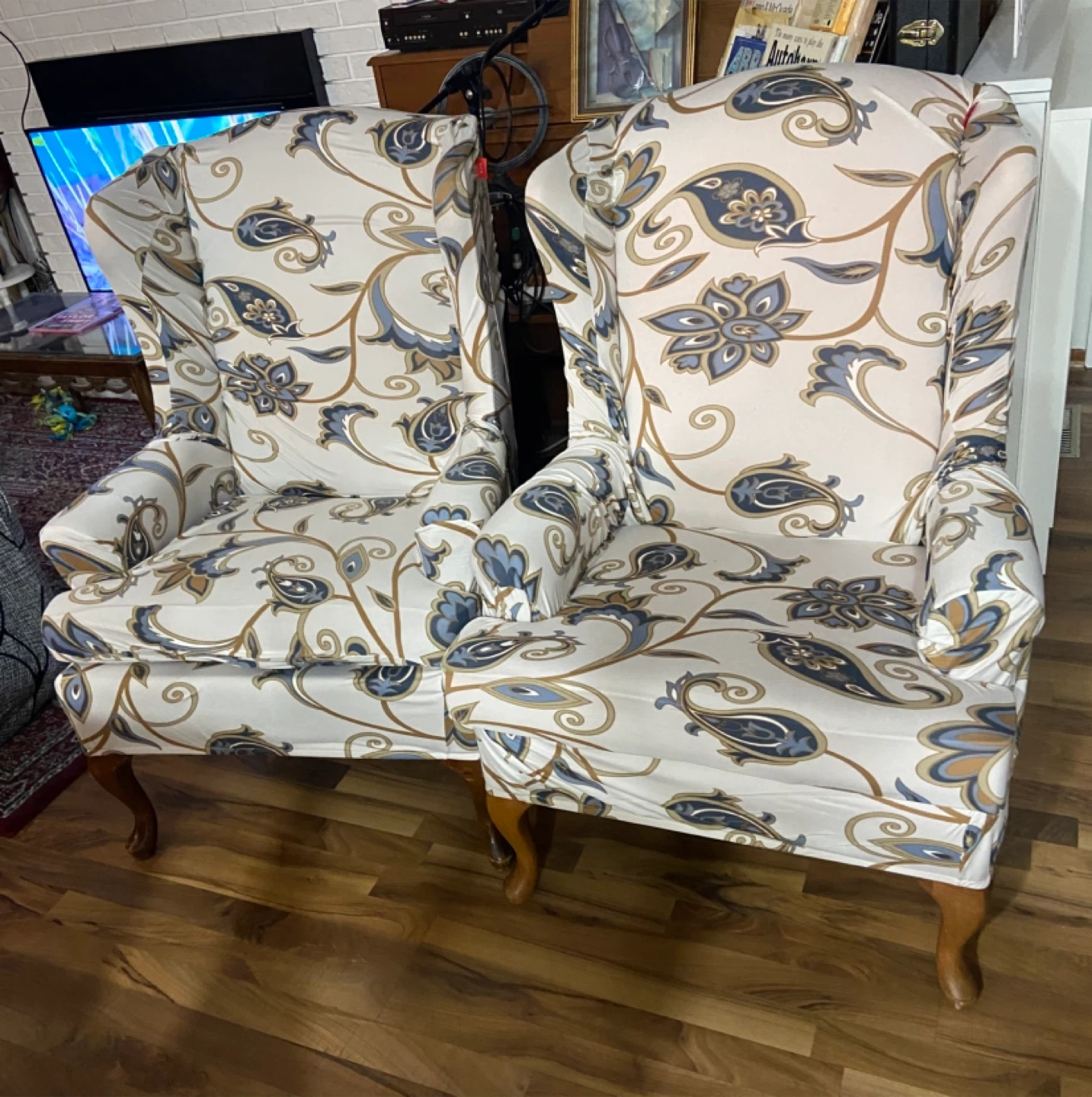 Pair of Wingback chairs with Brand new covers