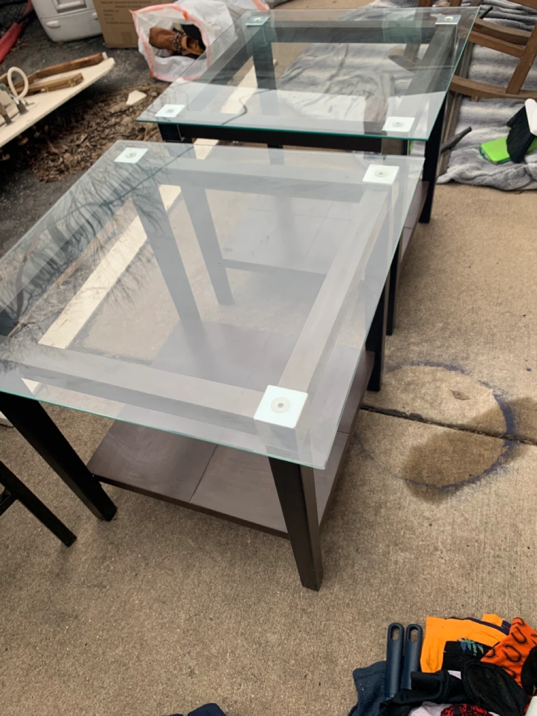 Glass Top Coffee Table with Wood Shelf - photo 2