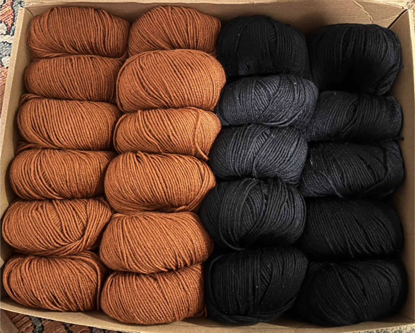 Lot of 12 Skeins of Yarn - Brown & Black