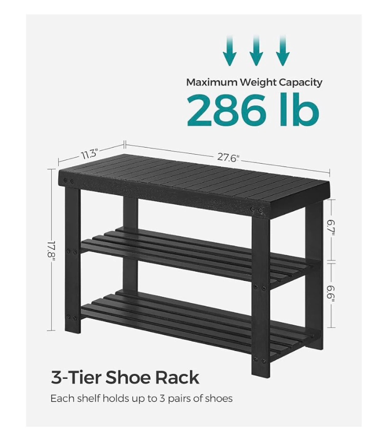 3-Tier Shoe Rack Bench - photo 3