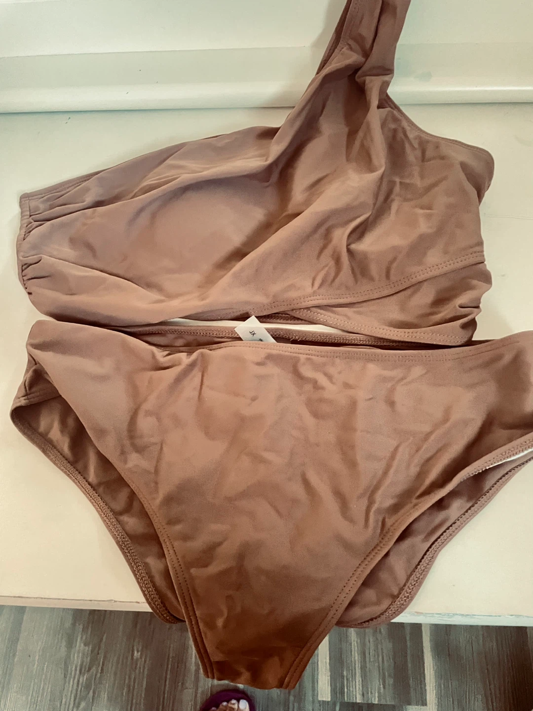 Brown One-Shoulder Bikini Set - photo 2