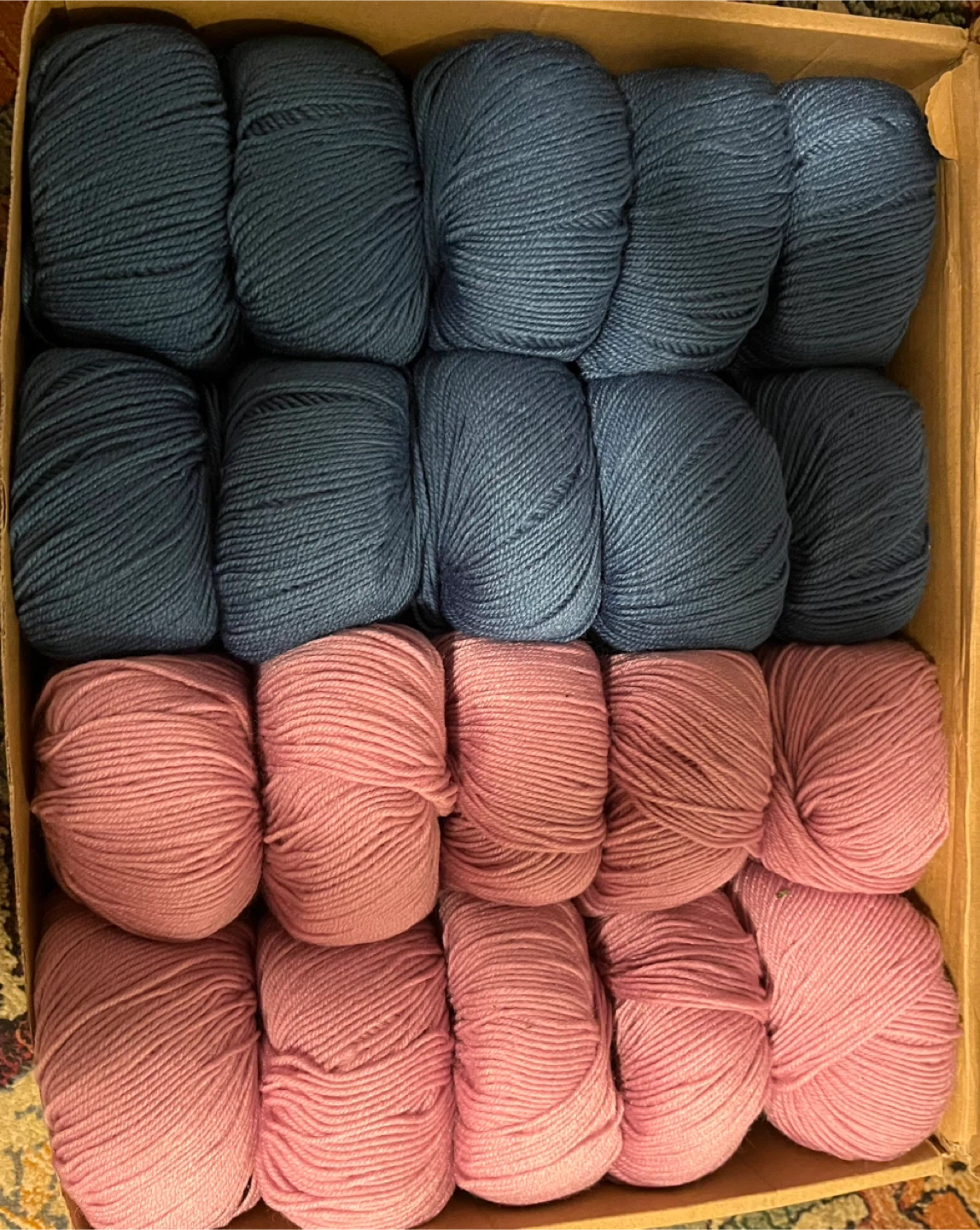 Lot of 20 Skeins Yarn - Blue and Pink