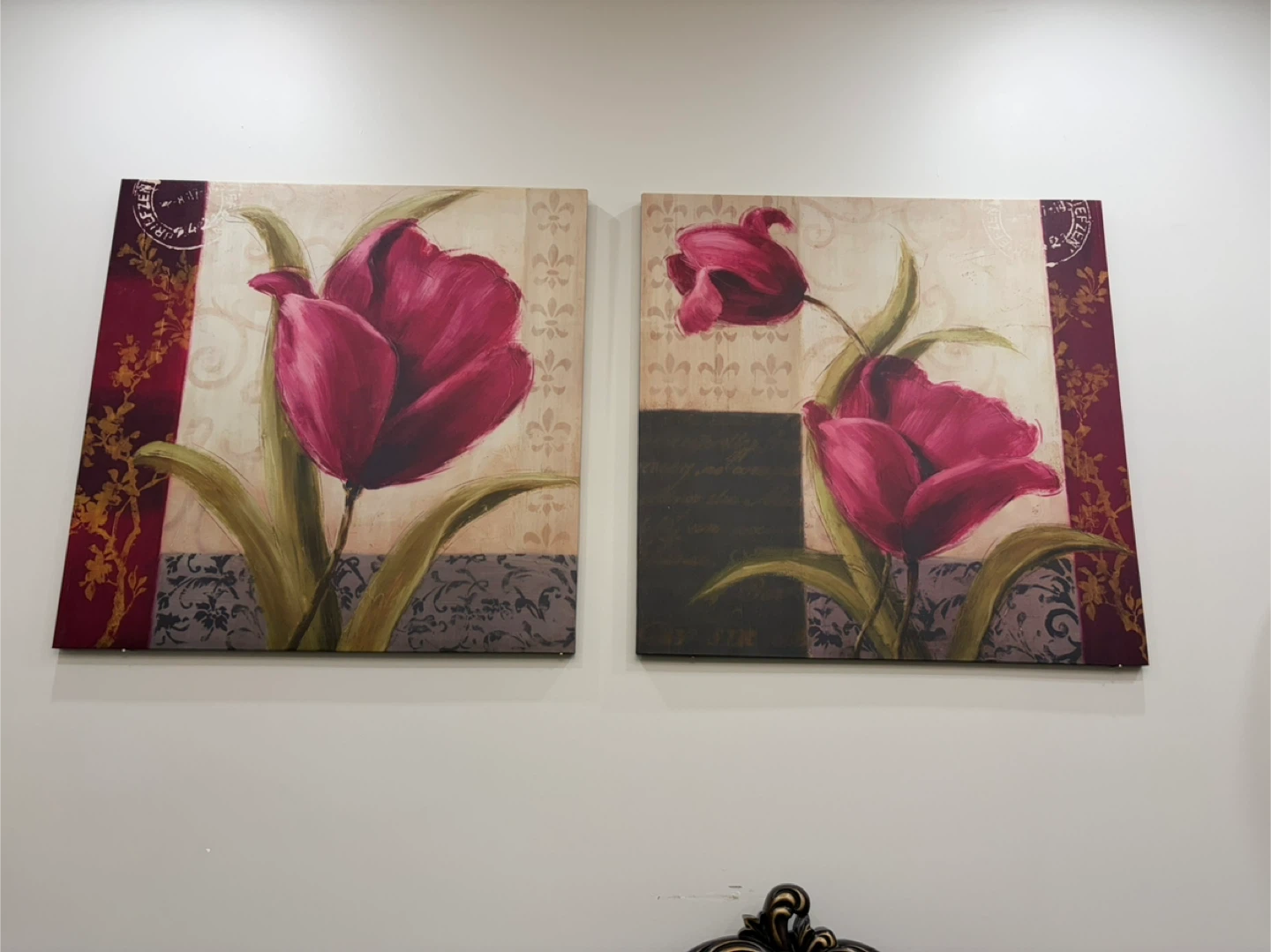 Set of 2 Floral Canvas Wall Art