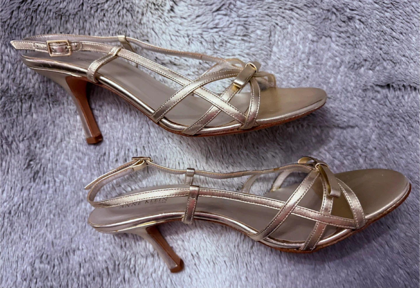 Anne Klein Gold Strappy Heeled Sandals - photo 5