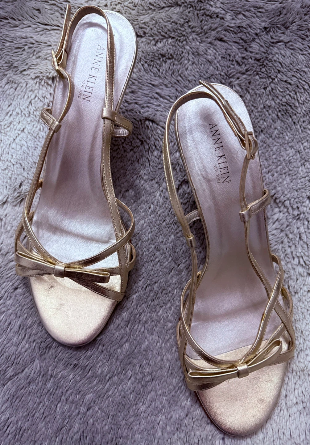 Anne Klein Gold Strappy Heeled Sandals - photo 2