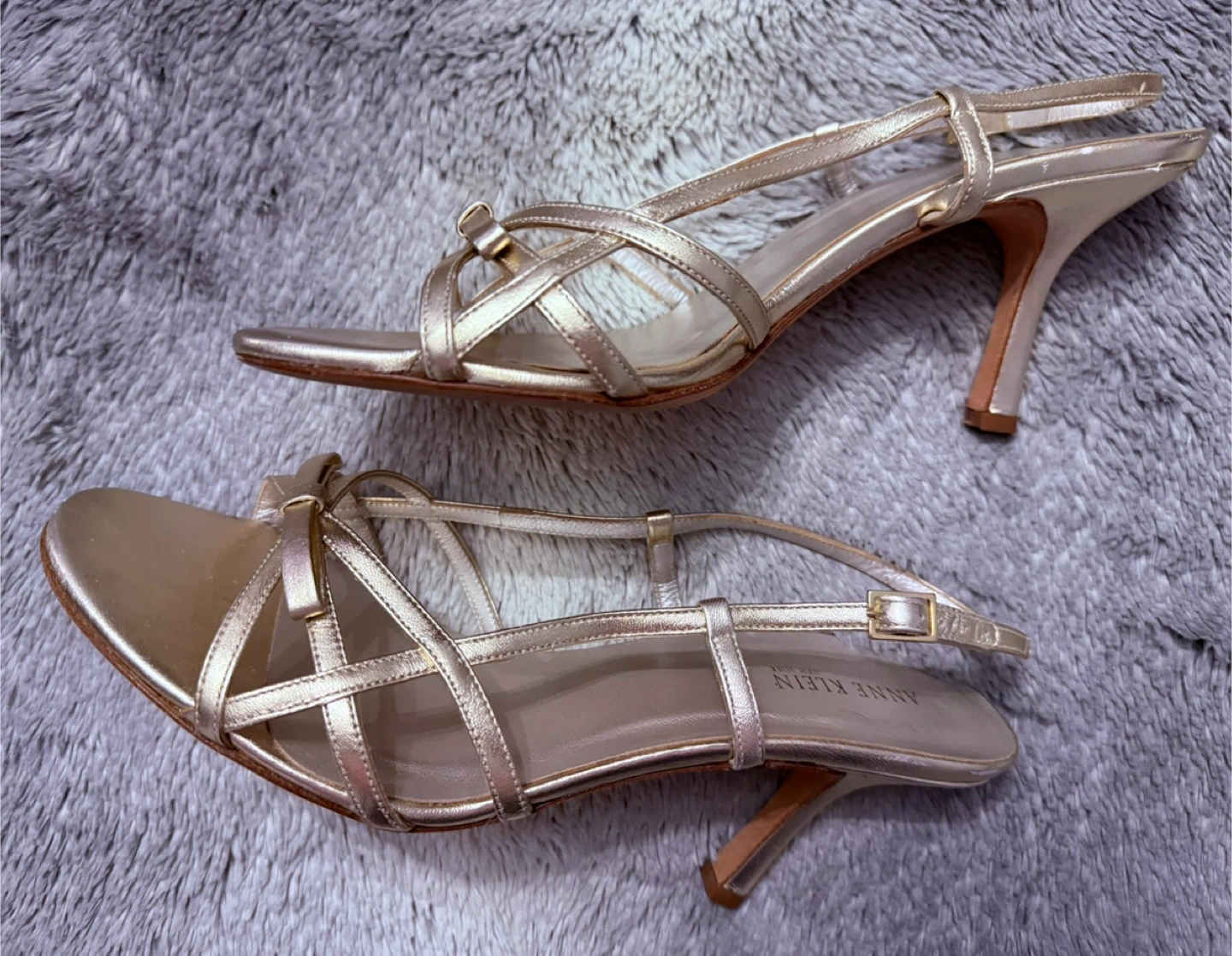 Anne Klein Gold Strappy Heeled Sandals - photo 4