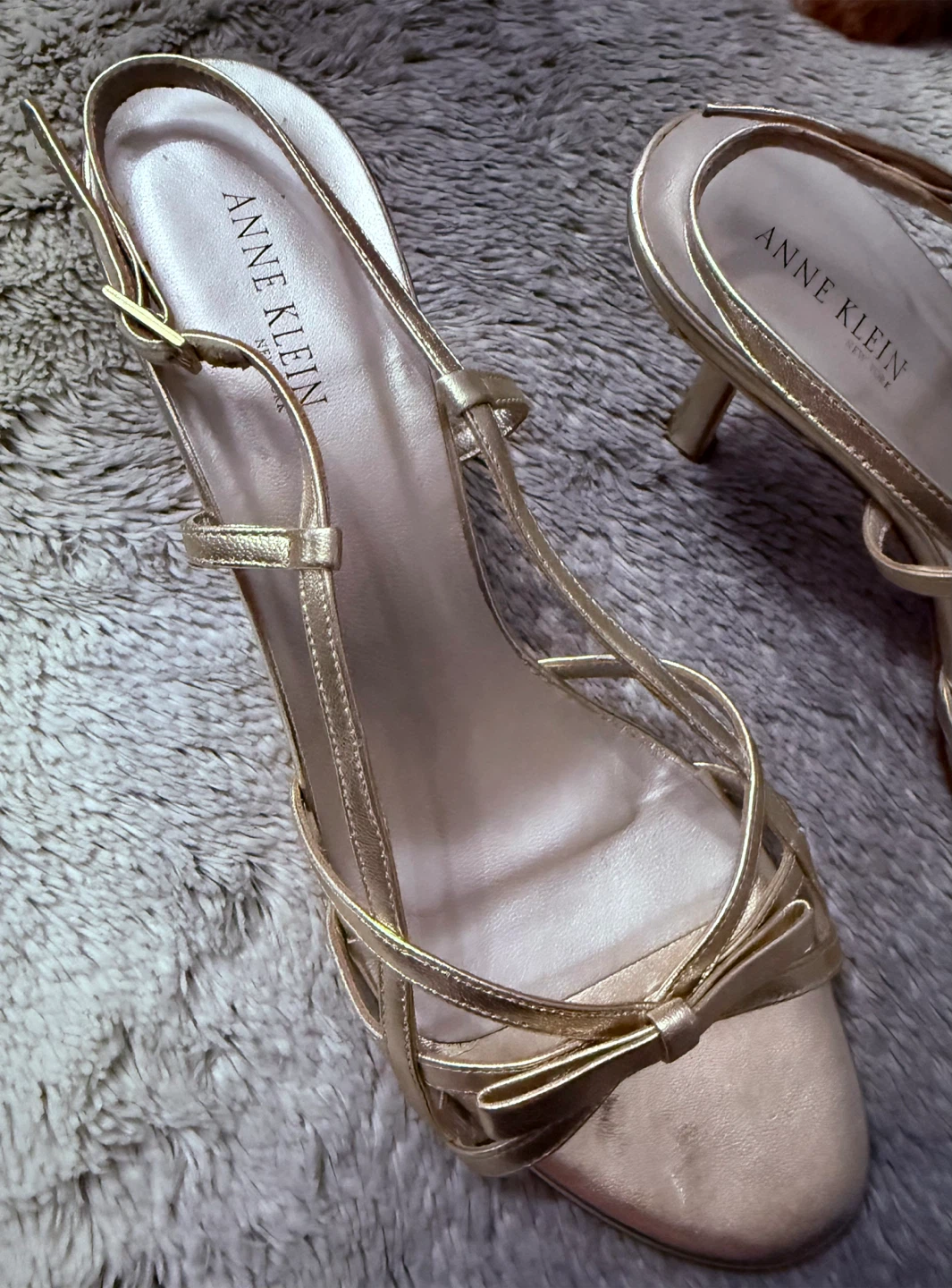 Anne Klein Gold Strappy Heeled Sandals - photo 3