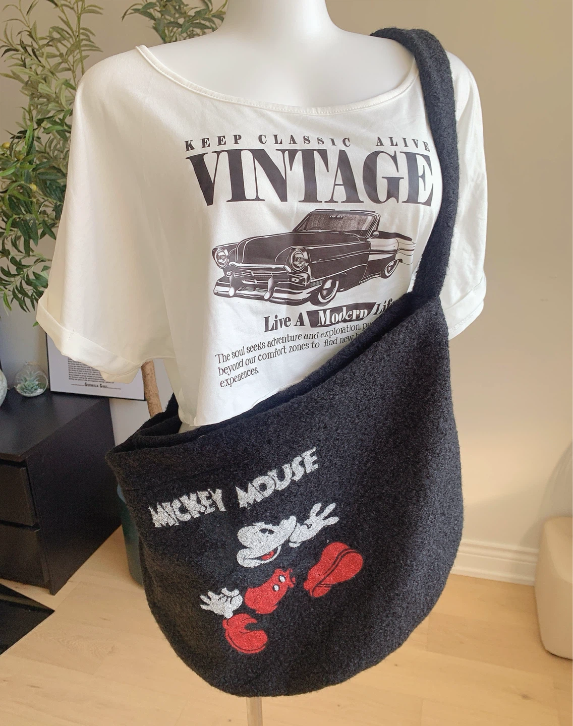 Mickey Mouse Fuzzy Oversized Shoulder Bag 54cm