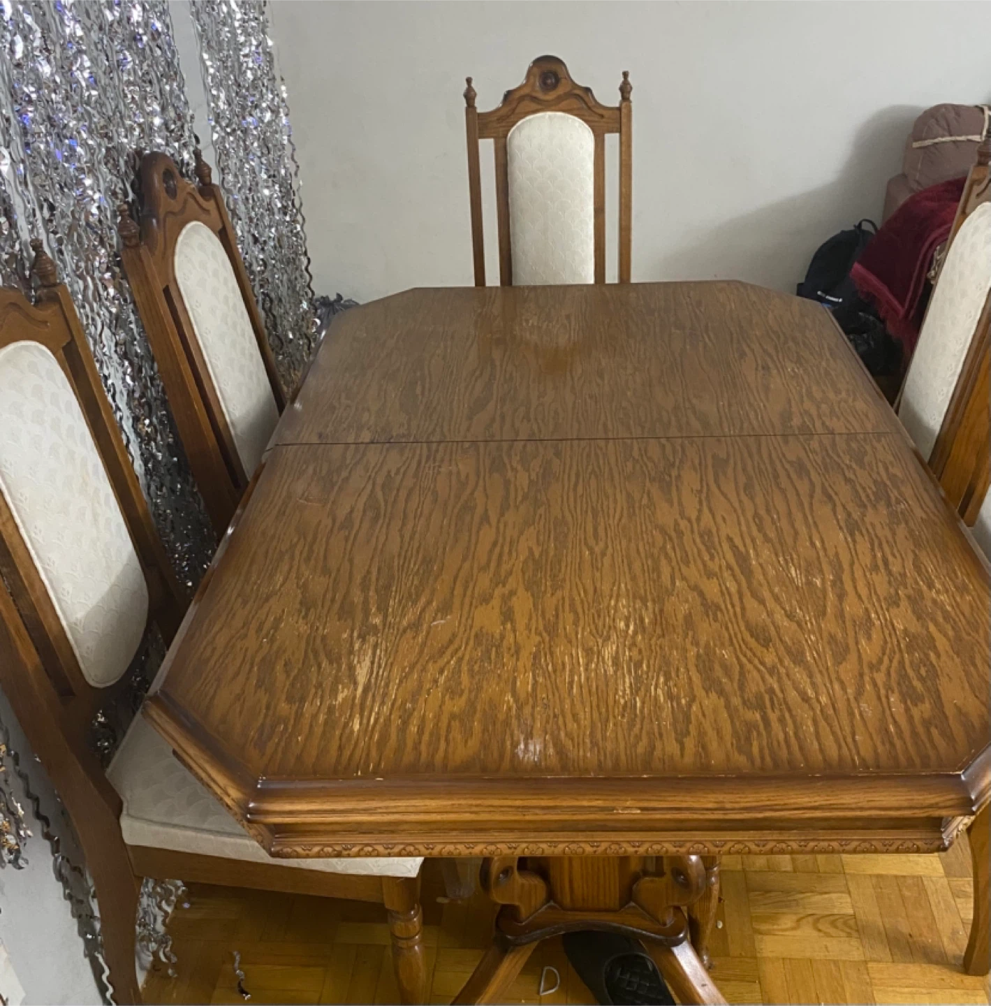 Solid Wood Dining Table with 6 Chairs