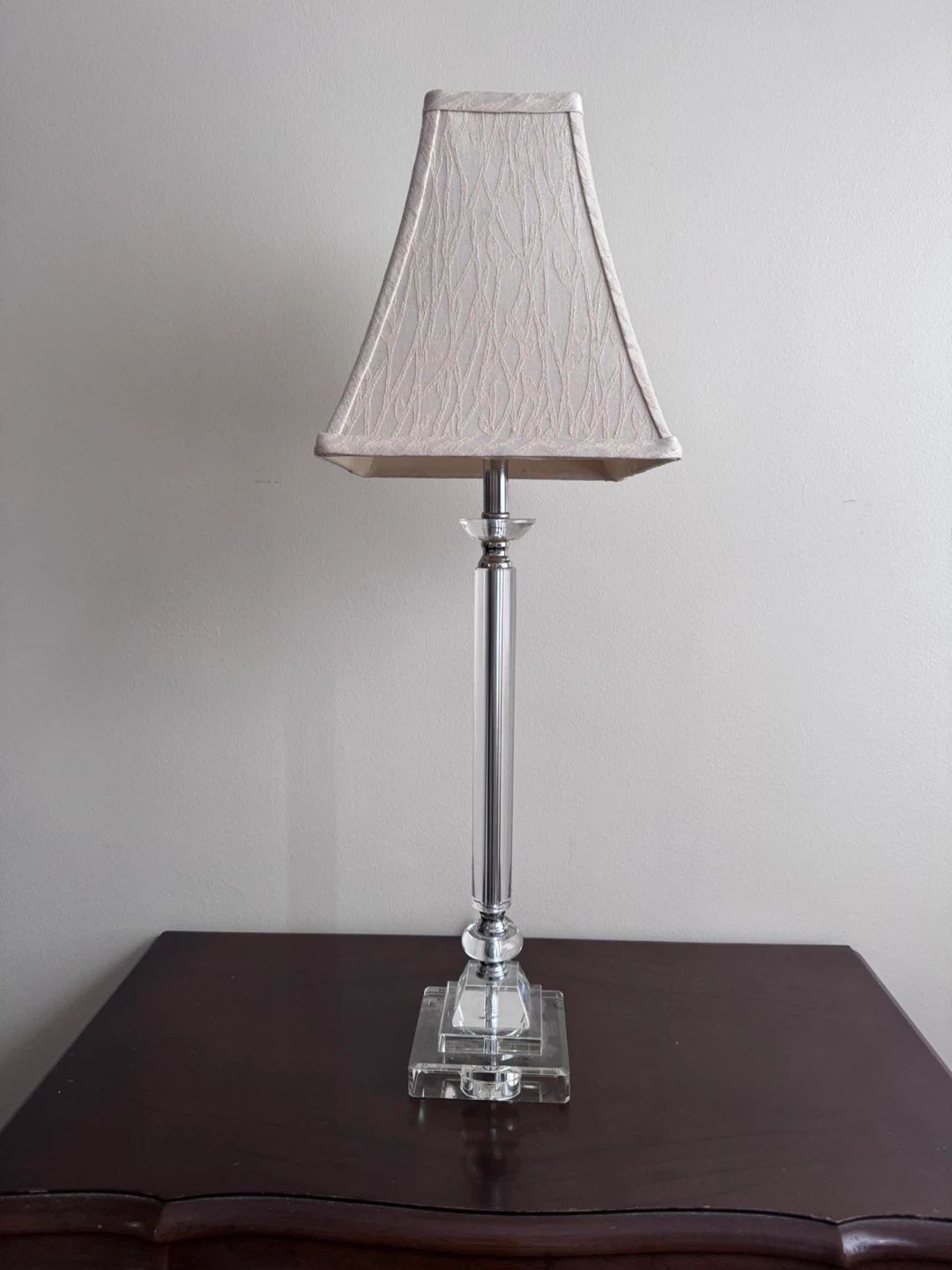 Crystal and Chrome Table Lamp with Beige Shade - photo 3
