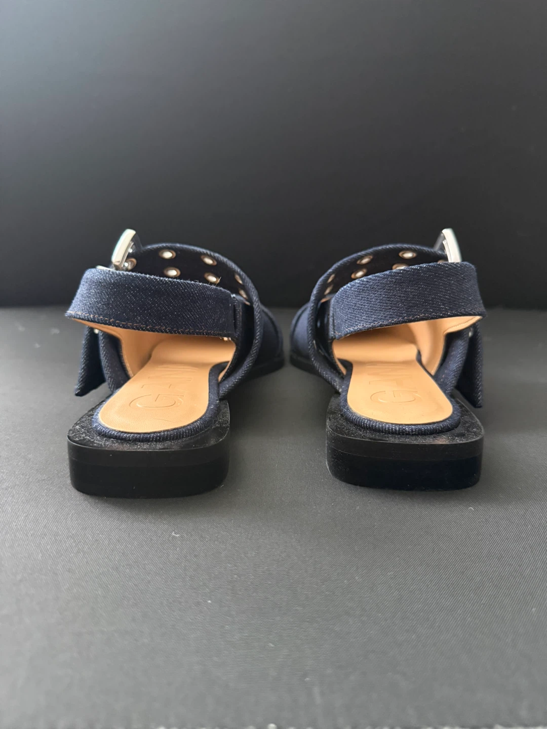 Ganni Denim Slingback Buckle Flats - photo 5