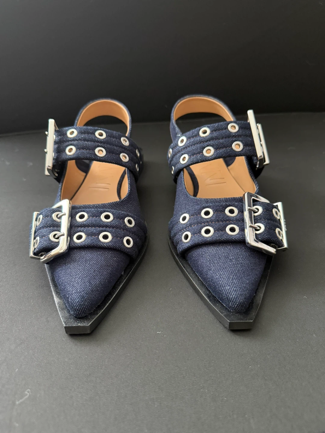 Ganni Denim Slingback Buckle Flats - photo 3