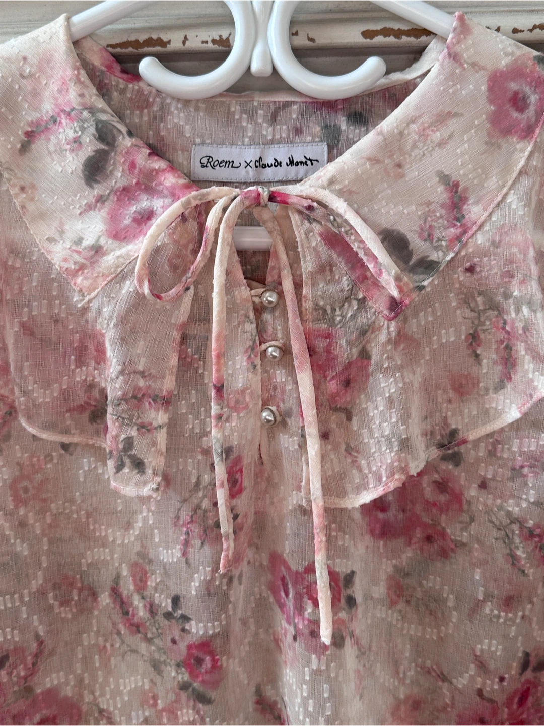 Brand New- Roem x Claude Monet Floral Sheer Blouse - photo 2