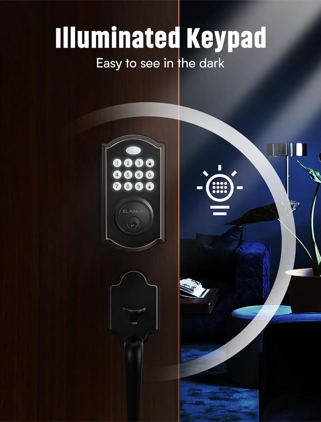 Elamor Keypad Deadbolt with Handle Smart Lock - photo 3
