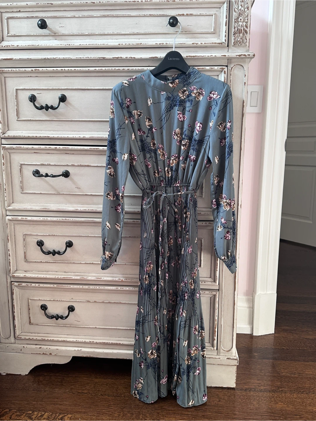 Women's Floral Print Pleated Midi Dress