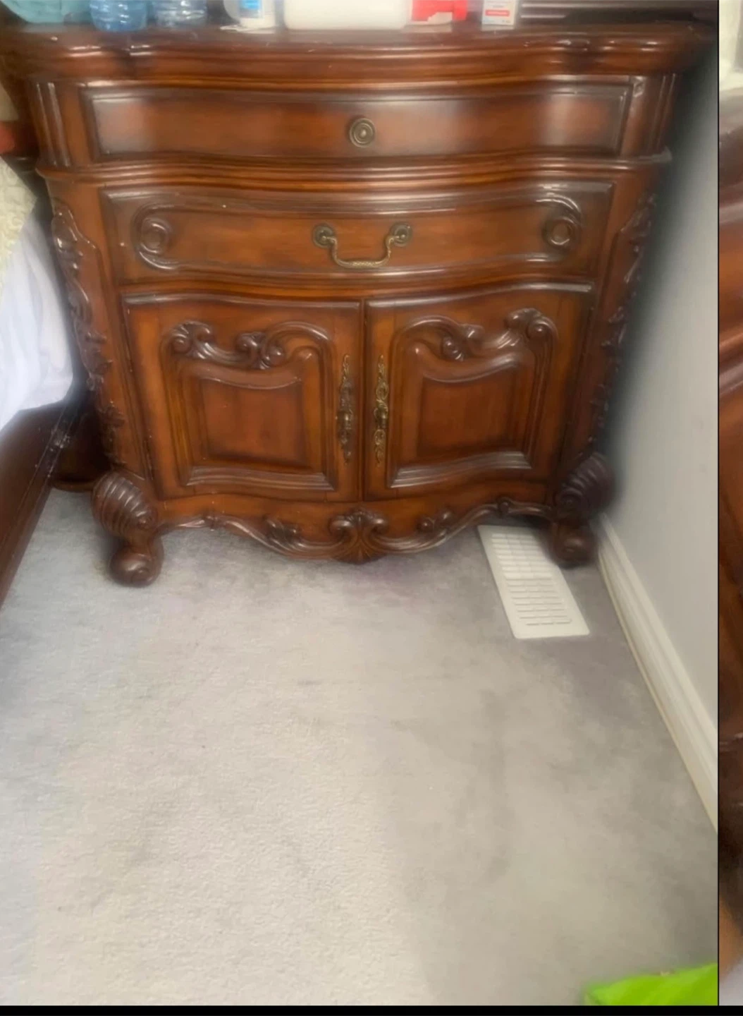 Ornate Wood Bedroom Set - Canopy Bed, Dresser & Armoire - photo 4