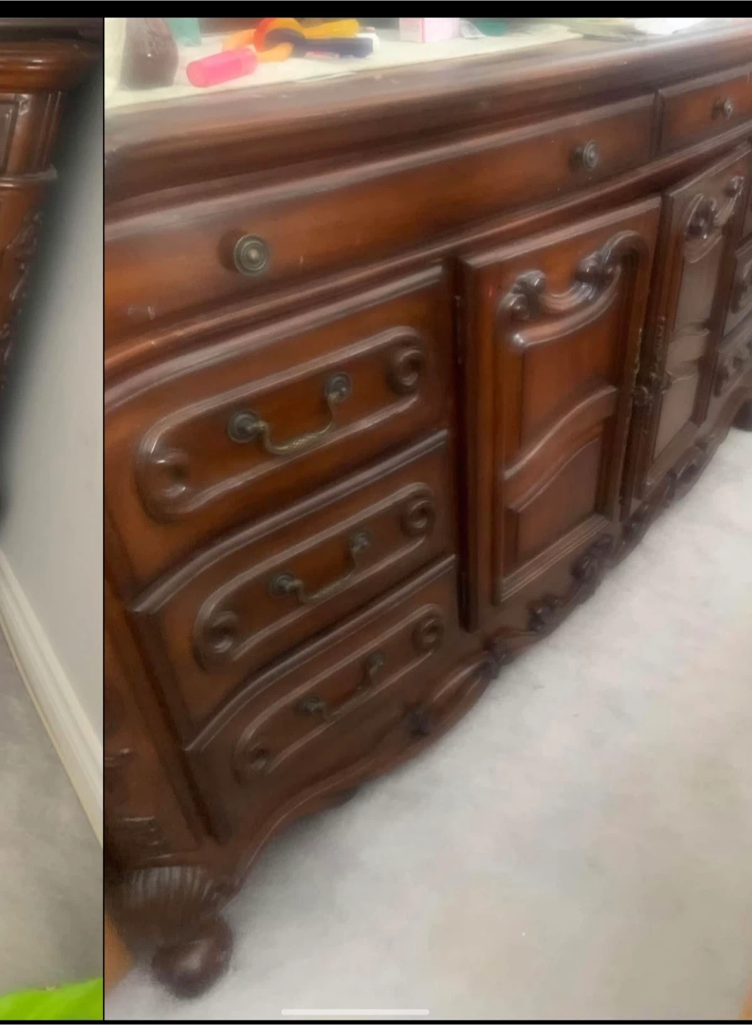 Ornate Wood Bedroom Set - Canopy Bed, Dresser & Armoire - photo 5