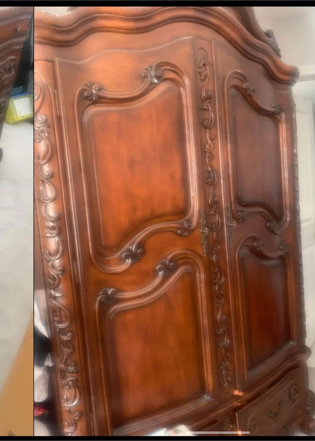 Ornate Wood Bedroom Set - Canopy Bed, Dresser & Armoire - photo 3