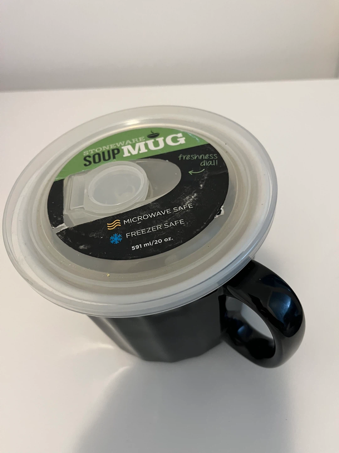Black Stoneware Soup Mug with Lid 591ml/20 oz