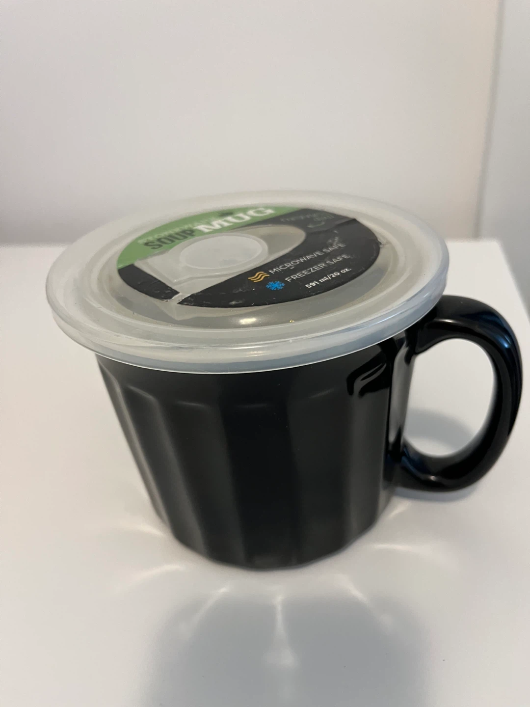 Black Stoneware Soup Mug with Lid 591ml/20 oz - photo 2