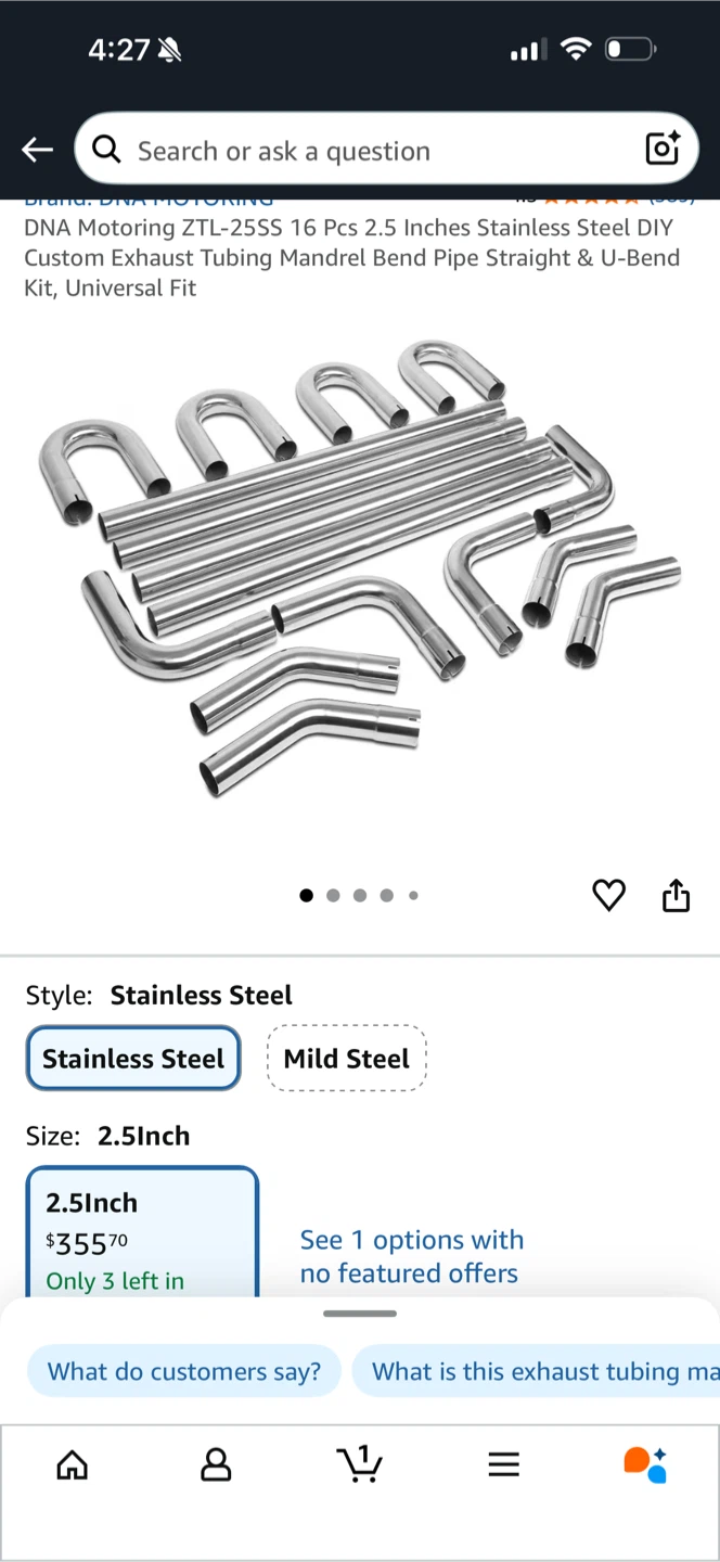 DNA Motoring ZTL-25SS 16 Pcs Exhaust Tubing Kit