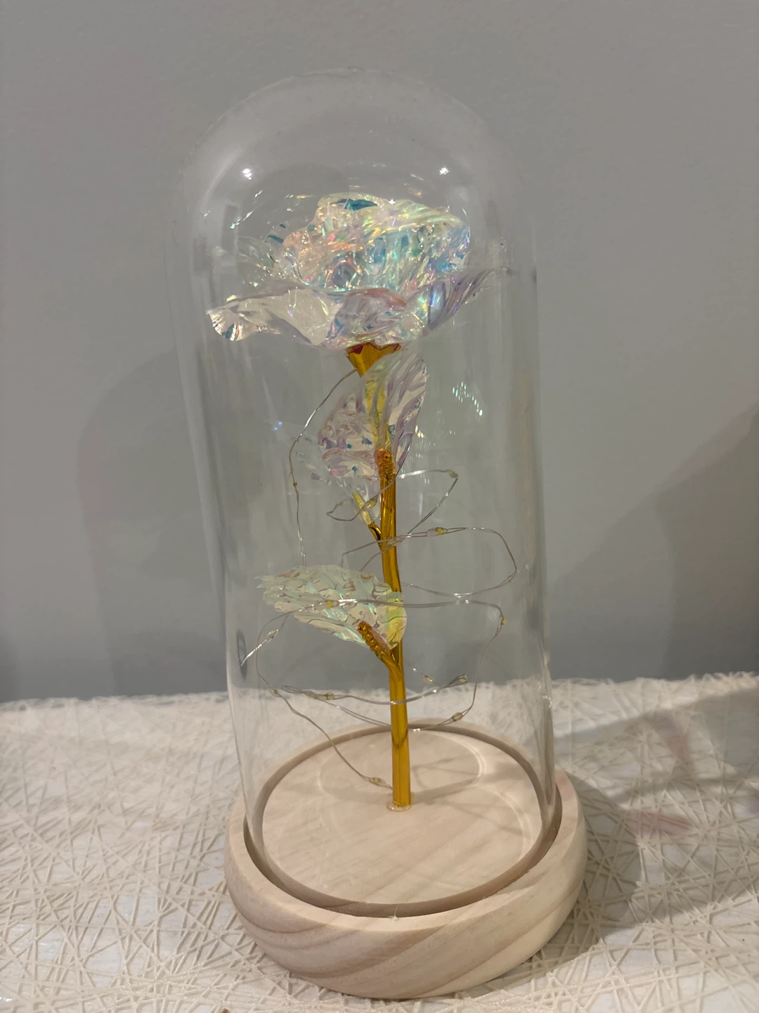 Galaxy Rose with LED Lights in Glass Dome