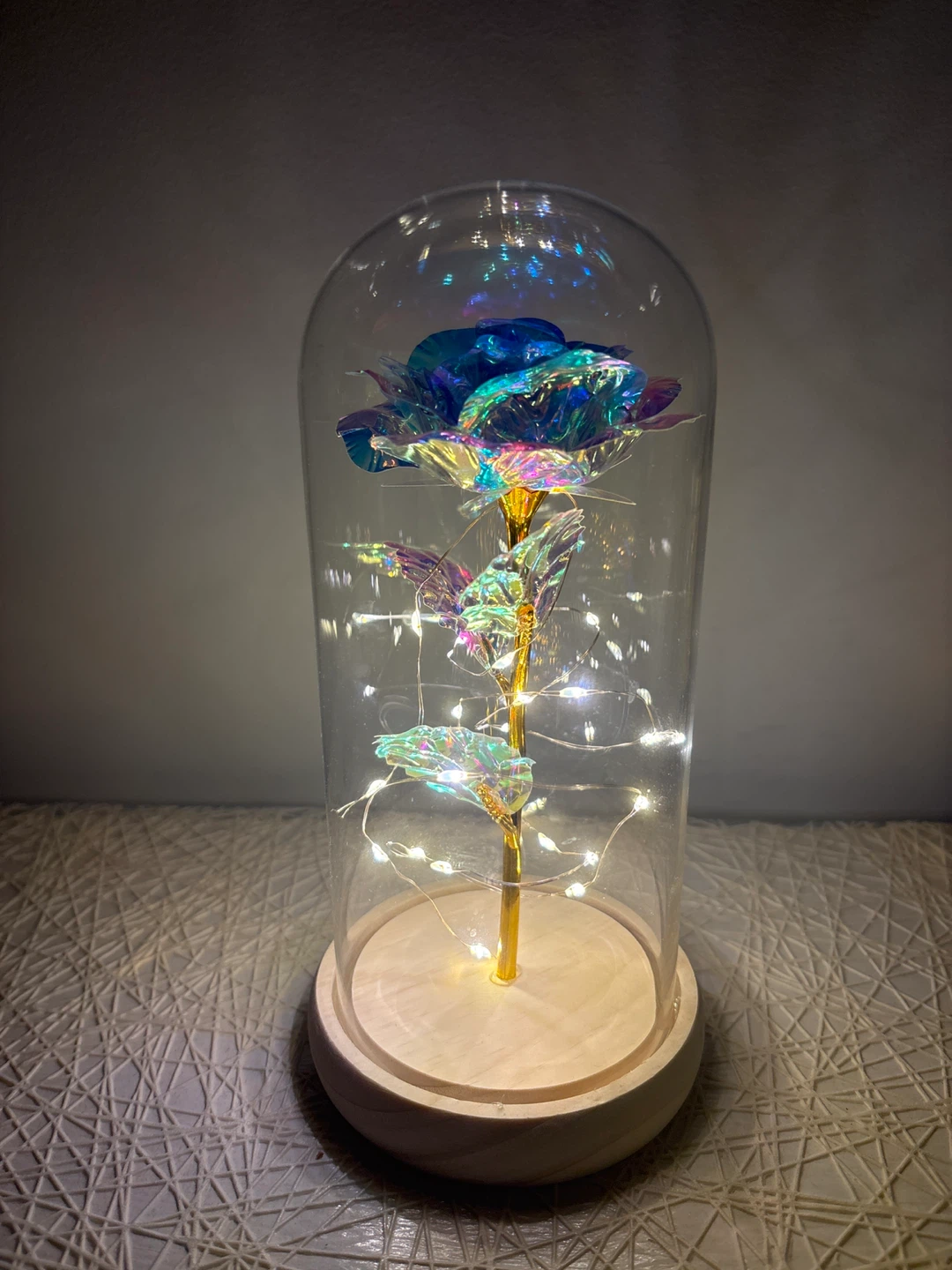 Galaxy Rose with LED Lights in Glass Dome - photo 2