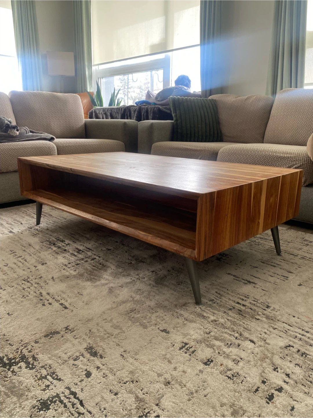 Wooden Coffee Table with Open Storage
