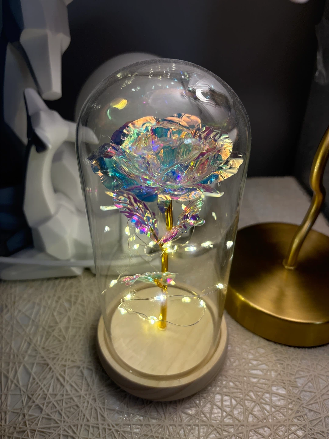 Galaxy Rose with LED Lights in Glass Dome - photo 4