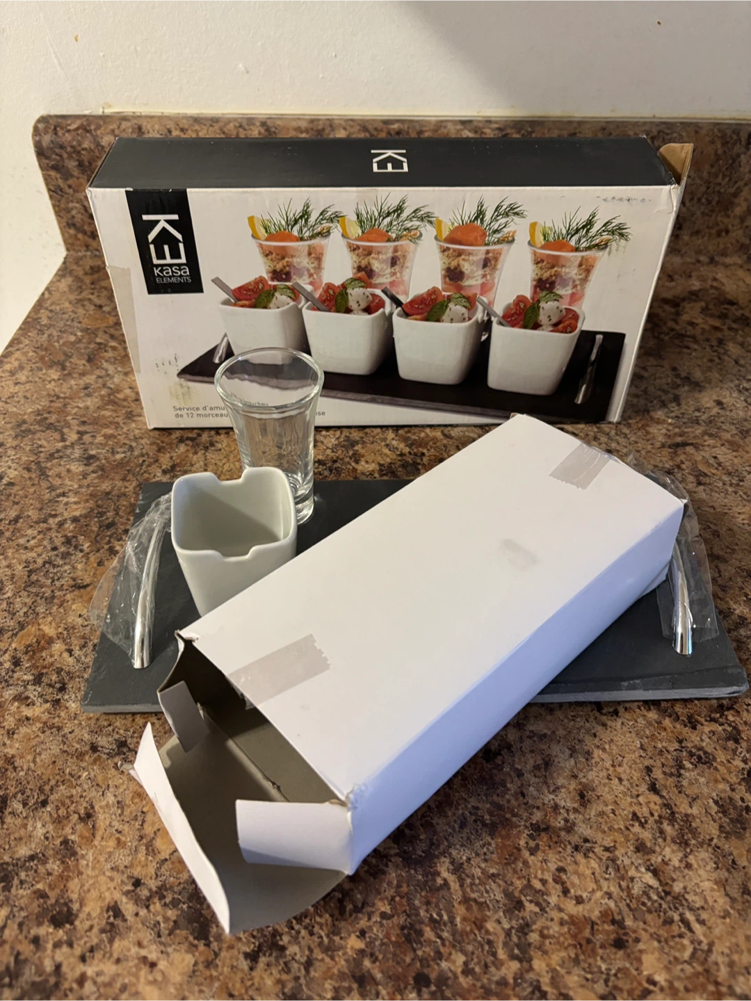 Kasa Elements 13-Piece Appetizer Set with Slate Serving Tray - photo 2