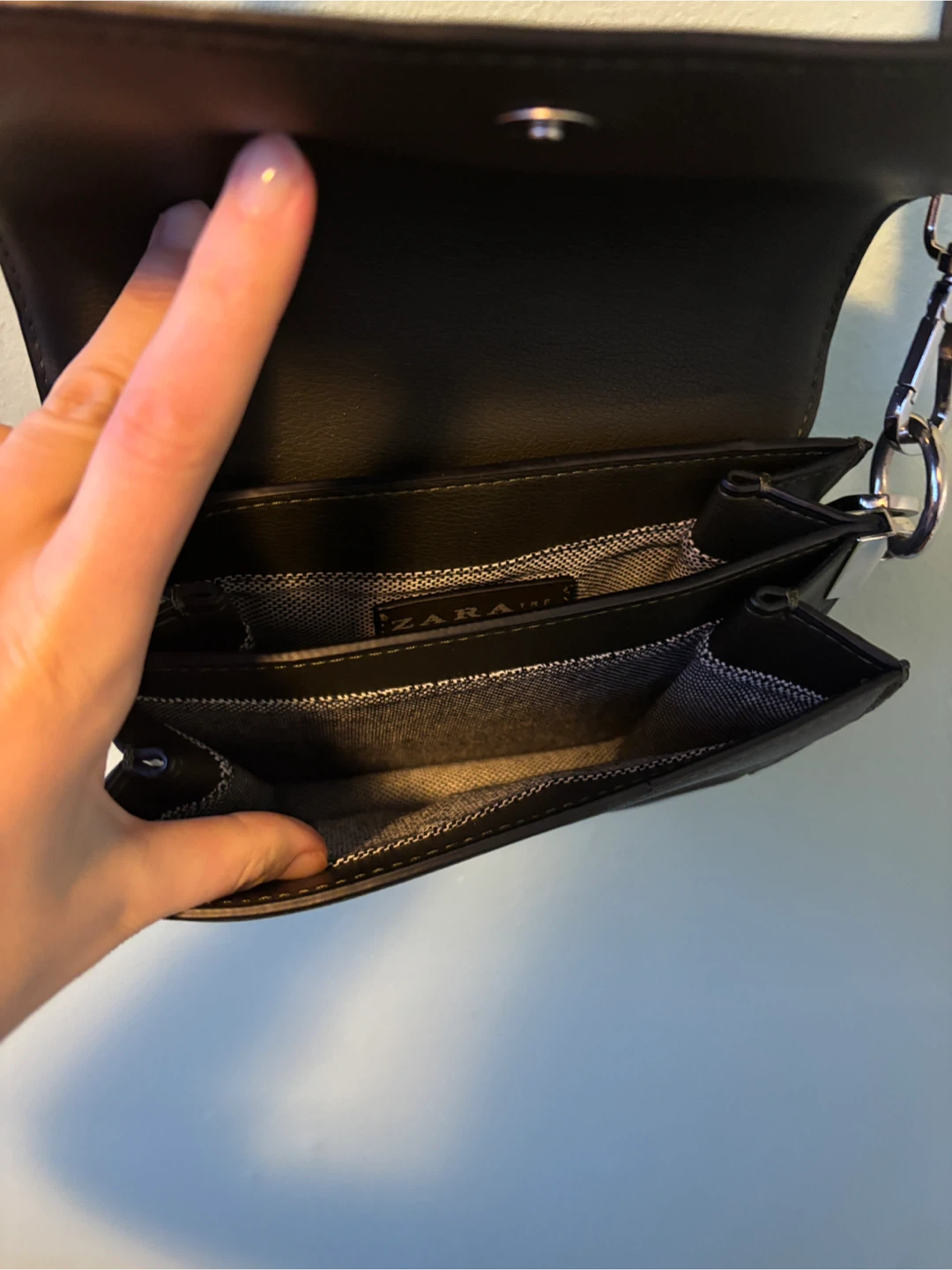 Zara Black Faux Leather Crossbody Bag with Yellow Strap Accent - photo 5